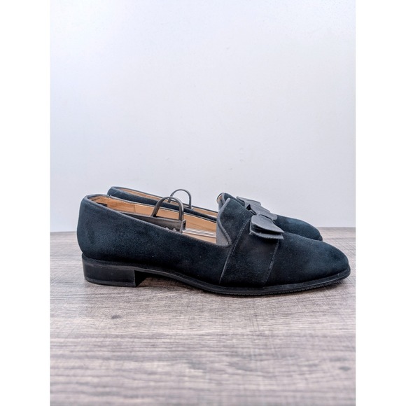 Stuart Weitzman Keegan Bow Loafer Black Suede Bow Flats Women Size 7.5 - Picture 4 of 6